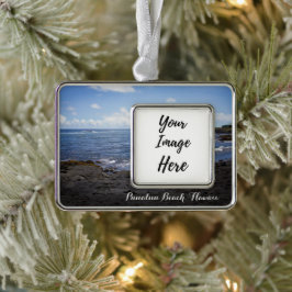 Punalu'u Black Sand Beach Hawaii Rahmen-Ornament Silber