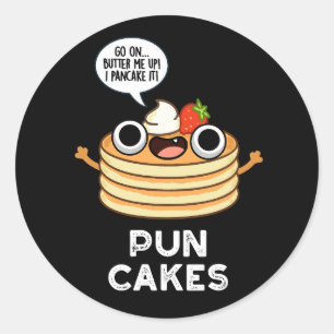 Puncakes Funny Pancake Pun Dark BG Runder Aufkleber