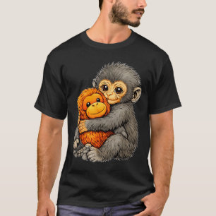 Punch-Affe lustig süßes Baby-Tier umarmt Plüsch T-Shirt