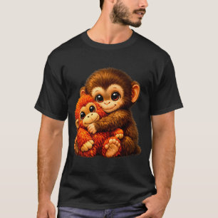 Punch-Affe mit Teddybär kuschelnd Internet-Meme T-Shirt
