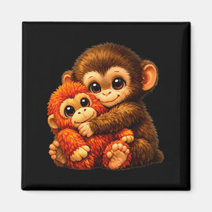 Punch-Affe mit Teddybär kuschelt Internet-Meme Magnet