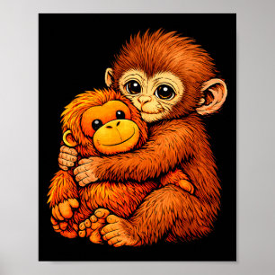 Punch-Affe süßes Baby lustiges Tier  Poster