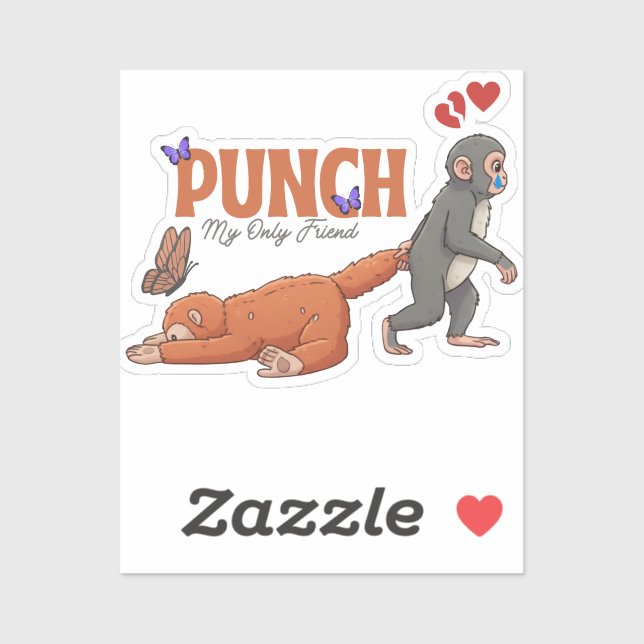 ‏Punch‑kun & Plush Monkey – Kawaii for Kids Aufkleber (Blatt)