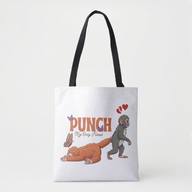 ‏Punch‑kun & Plush Monkey – Kawaii für Kinder Tasche (Vorderseite)