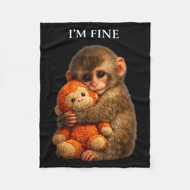 Punch monkey cute baby funny animal  fleecedecke (Vorderseite)