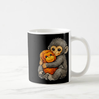 Punch monkey funny cute baby animal hugging plush  kaffeetasse