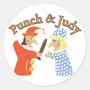 Punch und Judy Runder Aufkleber