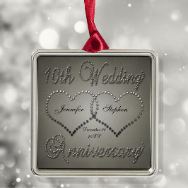 Punched Tin 10 Year Anniversary Square Ornament Aus Metall