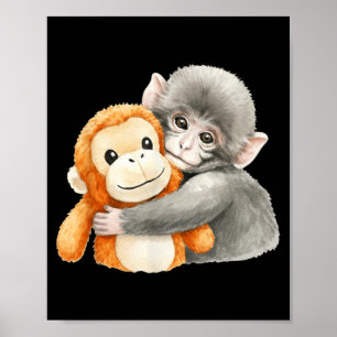 Punchkung der Affe, der das Plüschfreund-Meme hält Poster