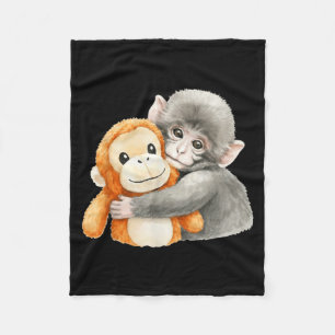 Punchkung der Affe hält Plüschfreund-Meme Fleecedecke