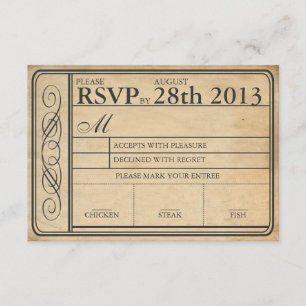 Punchout vintage du billet RSVP II de mariage