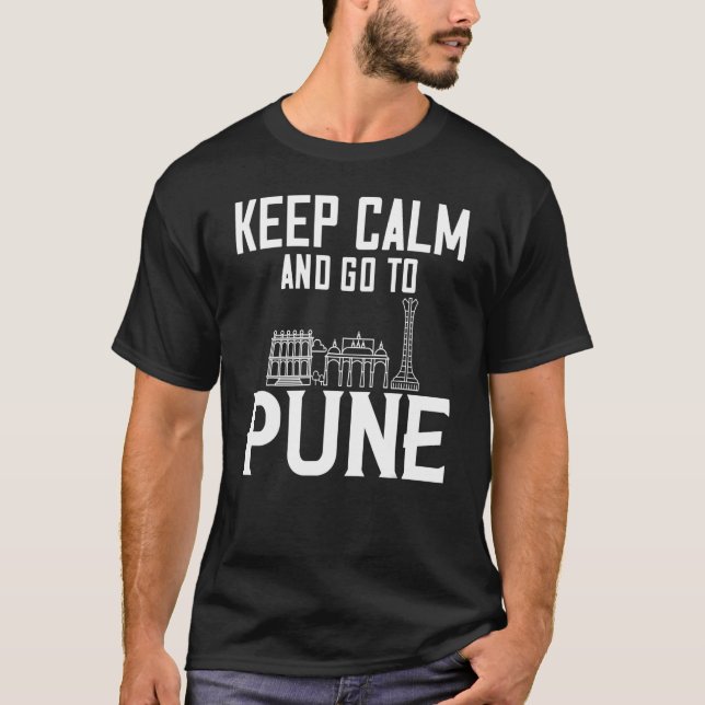 Pune India City Skyline Map Travel T-Shirt (Vorderseite)