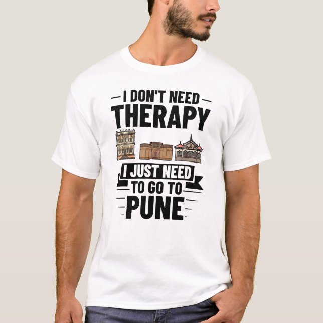 Pune India City Skyline Map Travel T-Shirt (Vorderseite)