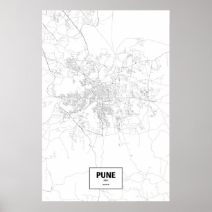 Pune, Indien (Schwarzes auf Weiß) Poster