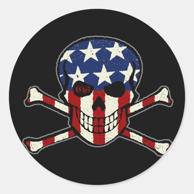 Punisher Skull Americana Flag Graphic Runder Aufkleber (Vorderseite)