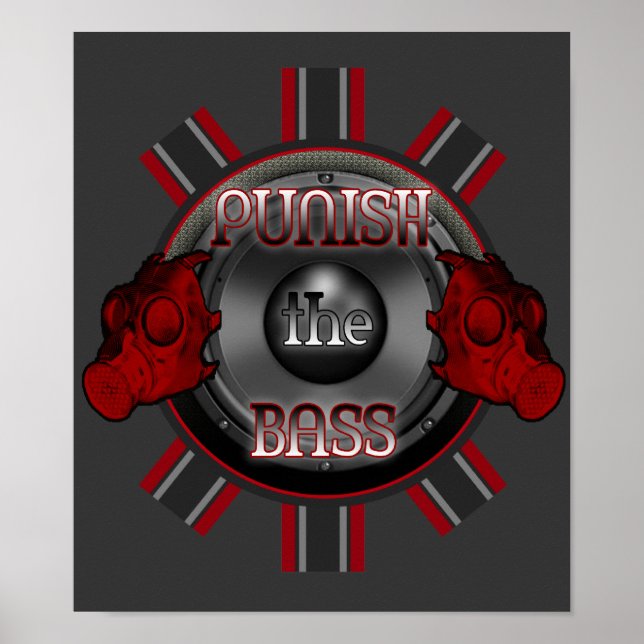 PUNISIEREN Sie die Electro "BASS" Industrial Punk Poster (Vorne)