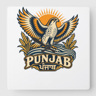 Punjab Baaz Wappen • Das indische Erbe-Emblem Quadratische Wanduhr