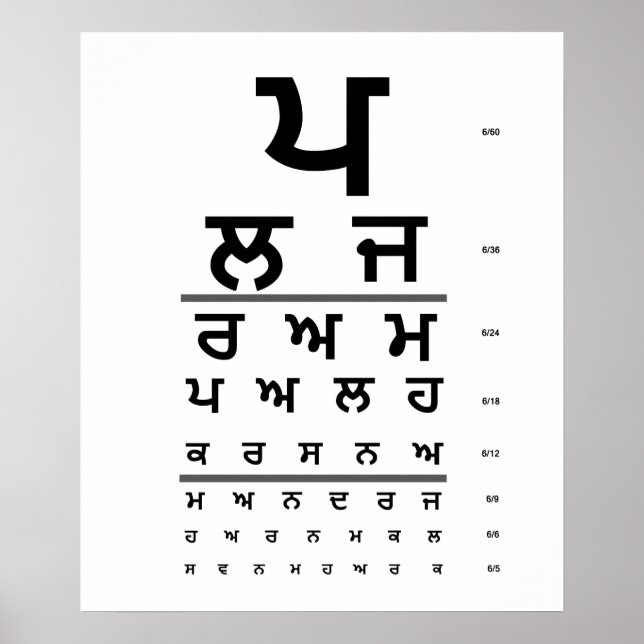 PUNJABI EYE CHART POSTER (Vorne)