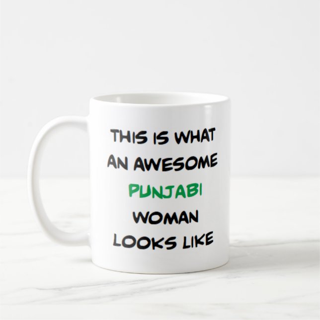 Punjabi-Frau, großartige Kaffeetasse (Links)