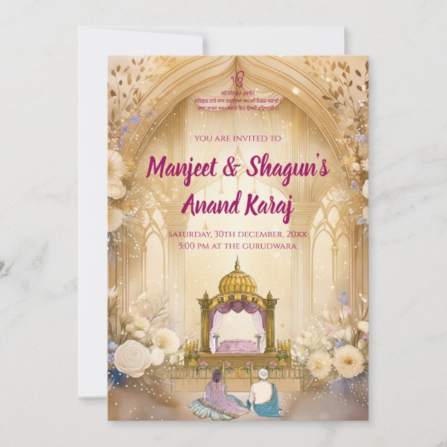 Punjabi Wedding Cards Sikh Einladungen Digital (Vorderseite)