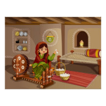 Punjabi Woman Spinnig Charkha - Landleben