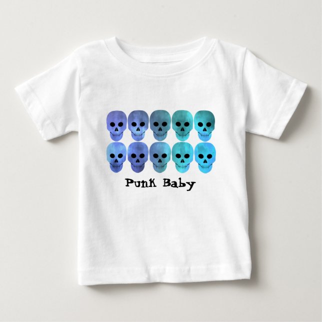 Punk Baby Blue Skulls Baby T-shirt (Vorderseite)