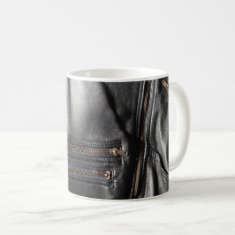 Punk Black Imitate Leather Biker Jacket Kaffeetasse