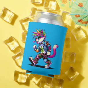 Punk Cat Attitude - Design für Coole Pixel Art Reb Dosenkühler