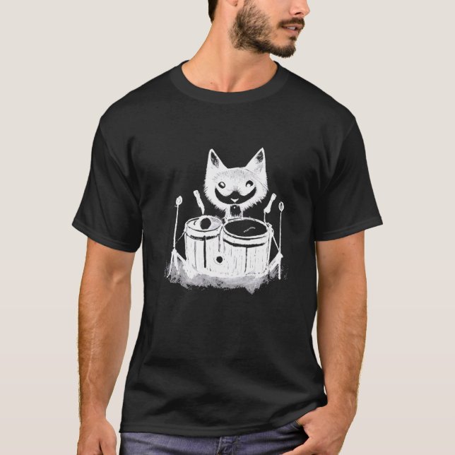 Punk Cat Playing Drums  6 T-Shirt (Vorderseite)
