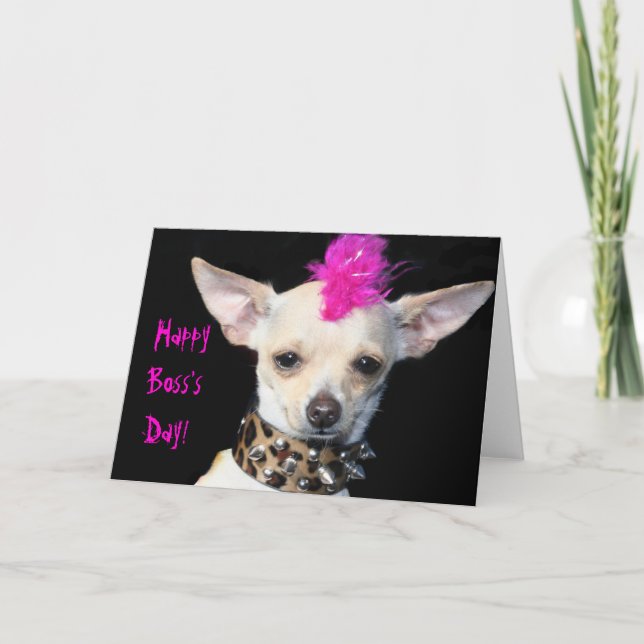 Punk Chihuahua Bonne carte de voeux du patron pour (Devant)