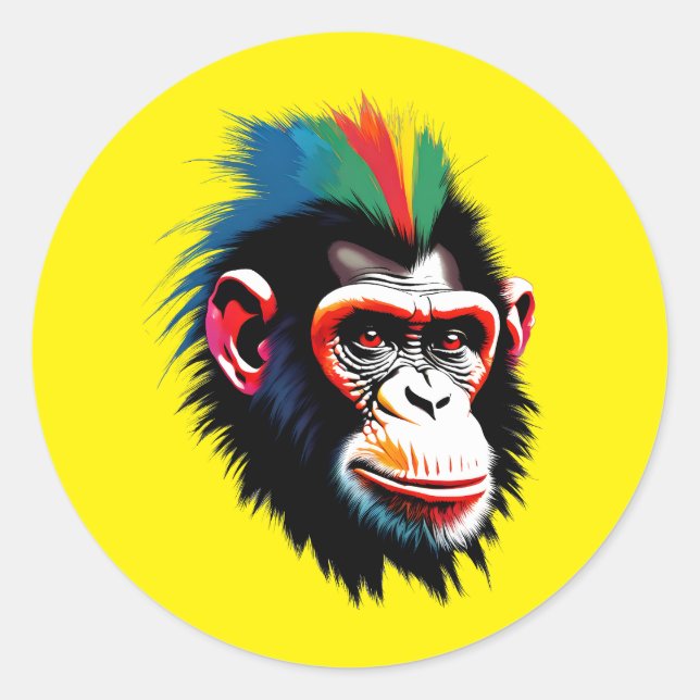 Punk Chimp Runder Aufkleber (Vorderseite)