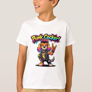 Punk Cocker Bunter Cocker Spaniel Punk Rock Hund T-Shirt