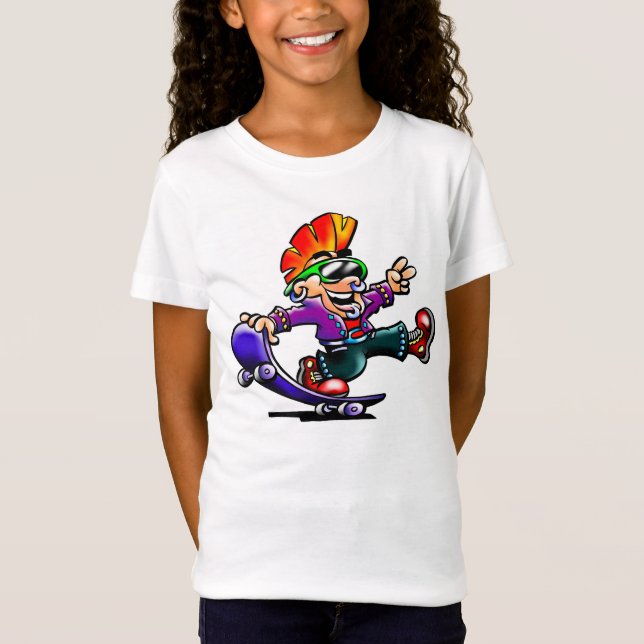 Punk de rue sur un T-shirt de filles de planche à (Devant)