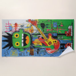 Punk Guitar Monster Graffiti Art Strandtuch