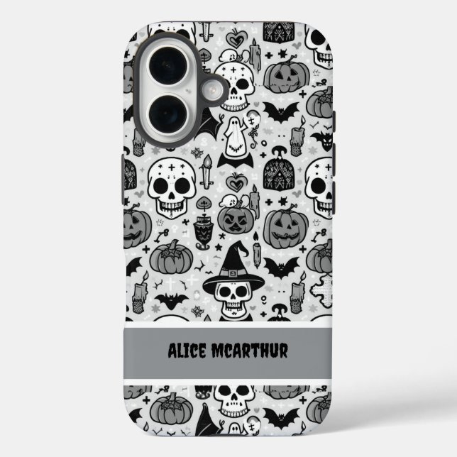 Punk Halloween Trick oder Treat Individuelle Name iPhone 16 Hülle (Rückseite)