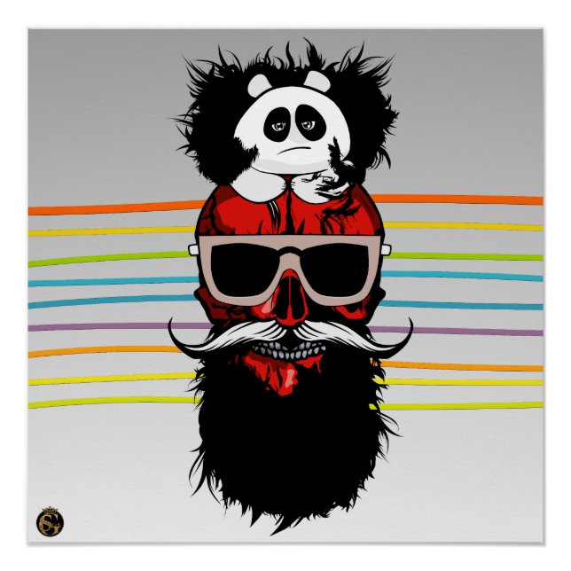 Punk Hipster G-Skulls Schädel da Panda Poster (Vorderseite)