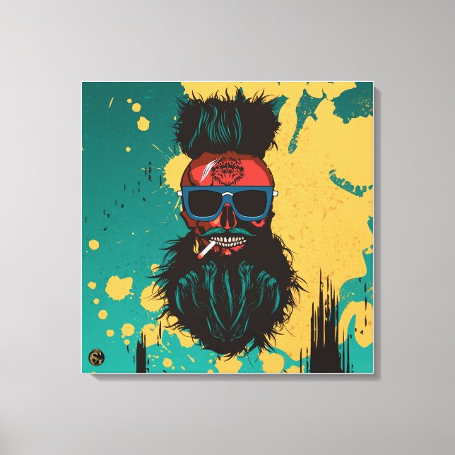 Punk Hipster G-Skulls Schädel Leinwanddruck (Vorderseite)
