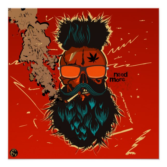 Punk Hipster G-Skulls Schädel need more Poster (Vorderseite)