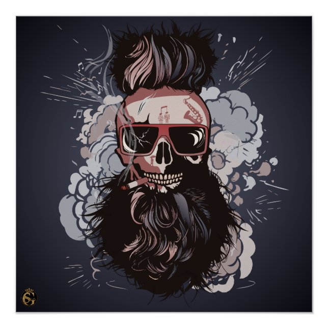 Punk-Hipster G-Skulls-Schädel Poster (Vorderseite)