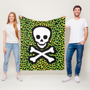 Punk-inspiriert Edgy Green Leopard Print-Piratenfl Fleecedecke