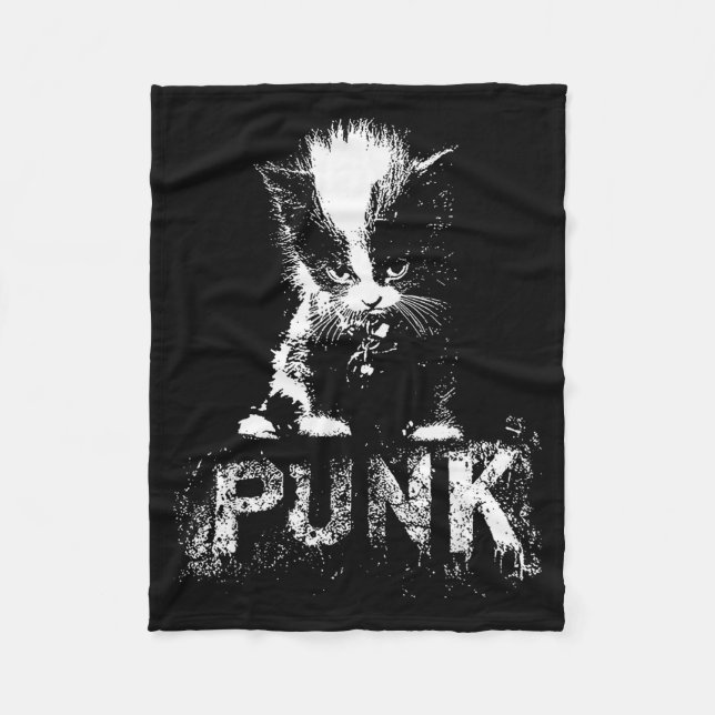 Punk-Kätzchen mit Mohawk-Nge-Gothic-Design  Fleecedecke (Vorderseite)