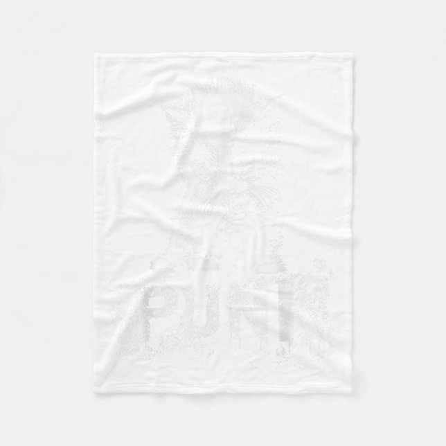 Punk Kitten Cat With Mohawk Nge Gothic Design  Fleecedecke (Vorderseite)