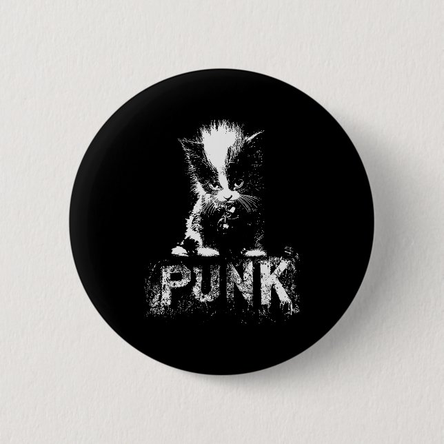 Punk Kitten Katze mit Mohawk Nge Gothic Design  Button (Vorderseite)
