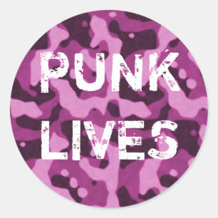Punk Lives Rosa Camouflage Aufkleber