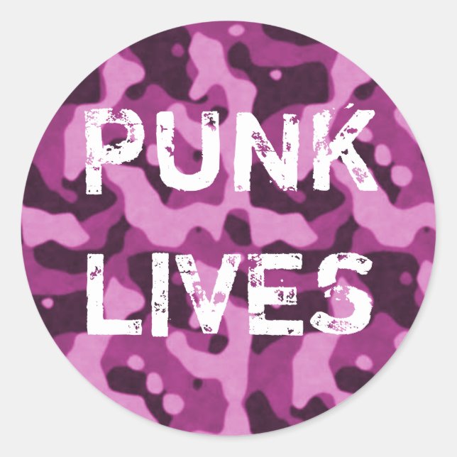 Punk Lives Rosa Camouflage Aufkleber (Vorderseite)