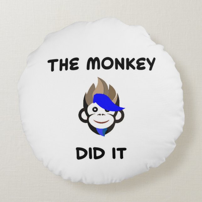 Punk Monkey süße Tier Kinderzimmer Kinderzimmer De Rundes Kissen (Rückseite)