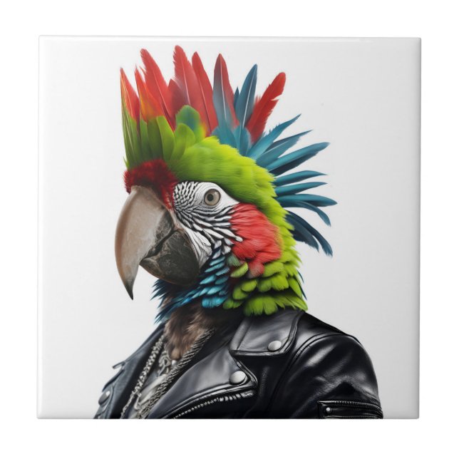 Punk Parrot Fliese (Vorderseite)