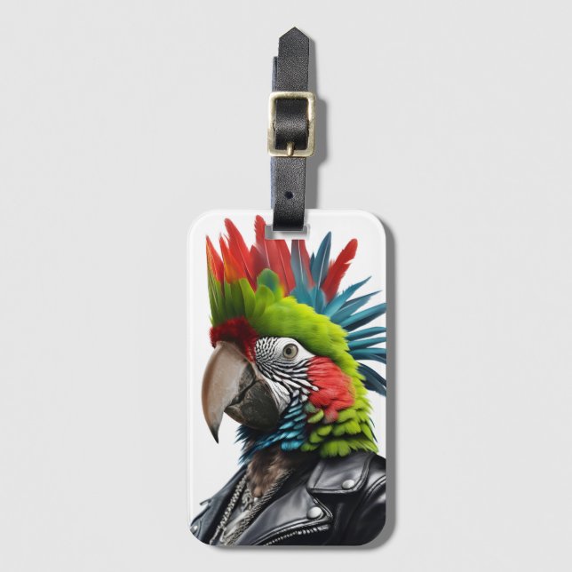 Punk Parrot Gepäckanhänger (Vorderseite Vertikal)
