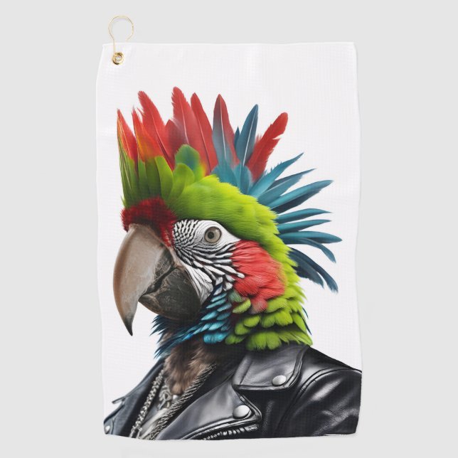 Punk Parrot Golfhandtuch (Vorderseite)