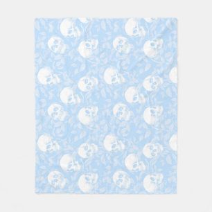 Punk-Pastellblauer gotischer Totenkopf und Laub Ha Fleecedecke
